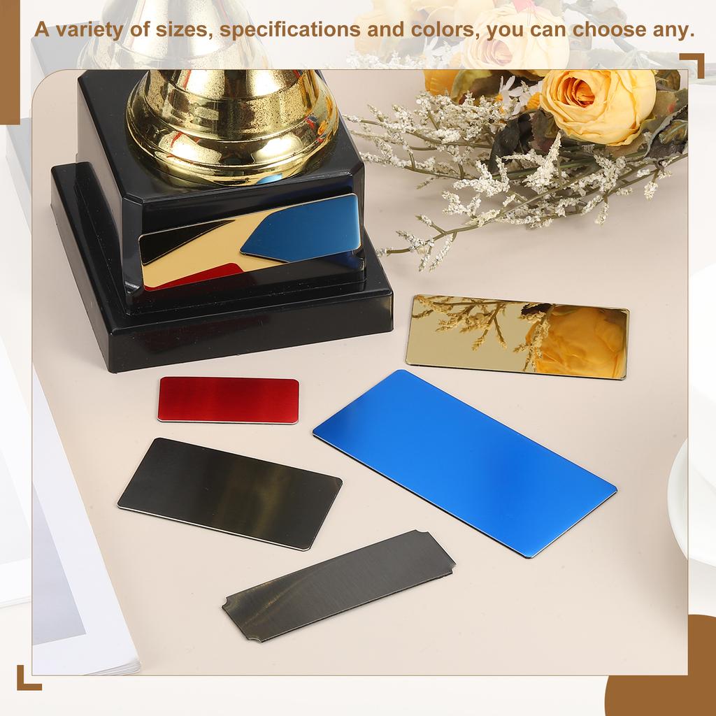 6/12Pcs Blank Engraved Metal Name Plates Laser Strong Adhesive Nameplate Anodized Aluminium Custom Blank Plates Bussness Cards