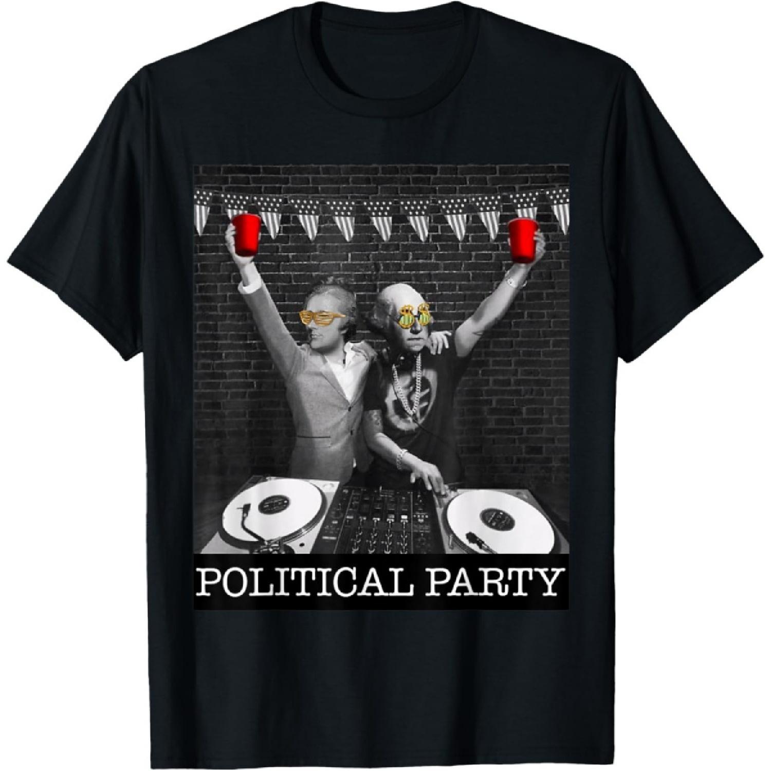 Political Party Presidents Washington & Hamilton Drinking T-Shirt(1) S