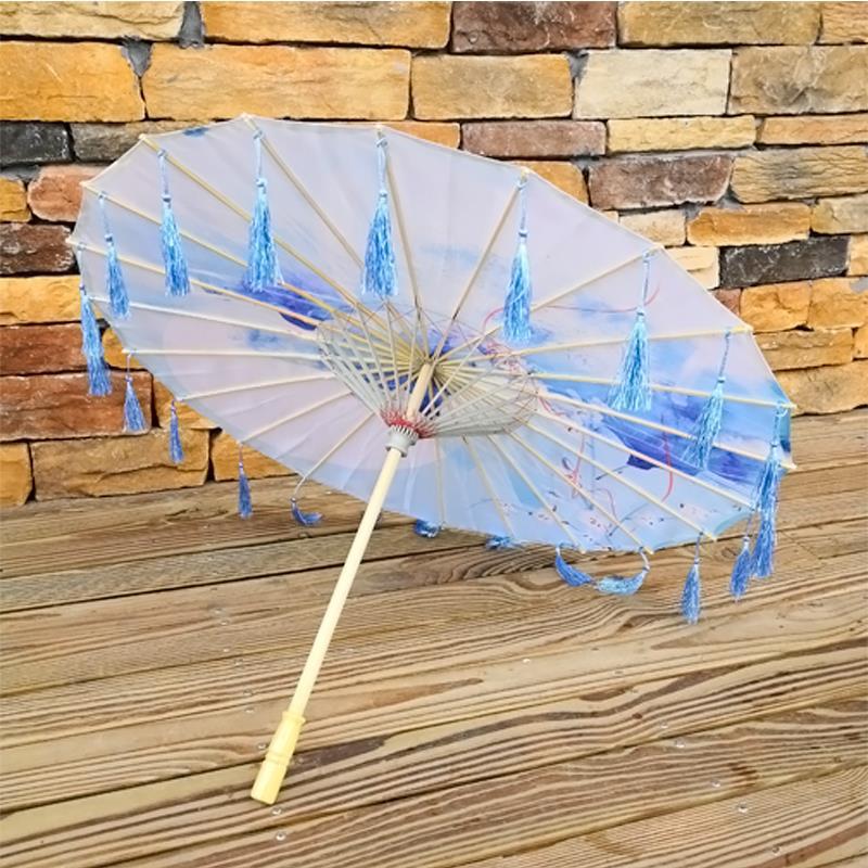 Traditional Hanfu Umbrella with Tassels for Women's Costumes and Children's Photoshoots