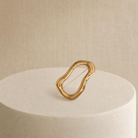 Brooch with Safety Pin, Abstract Irregular Metal Outline Lapel Pin, Versatile Accessory for Collar Cuffs Bags Gift