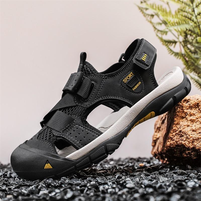 Large size foreign trade large size men's sandals 2025 summer new outdoor beach shoes mesh shoes bag head
