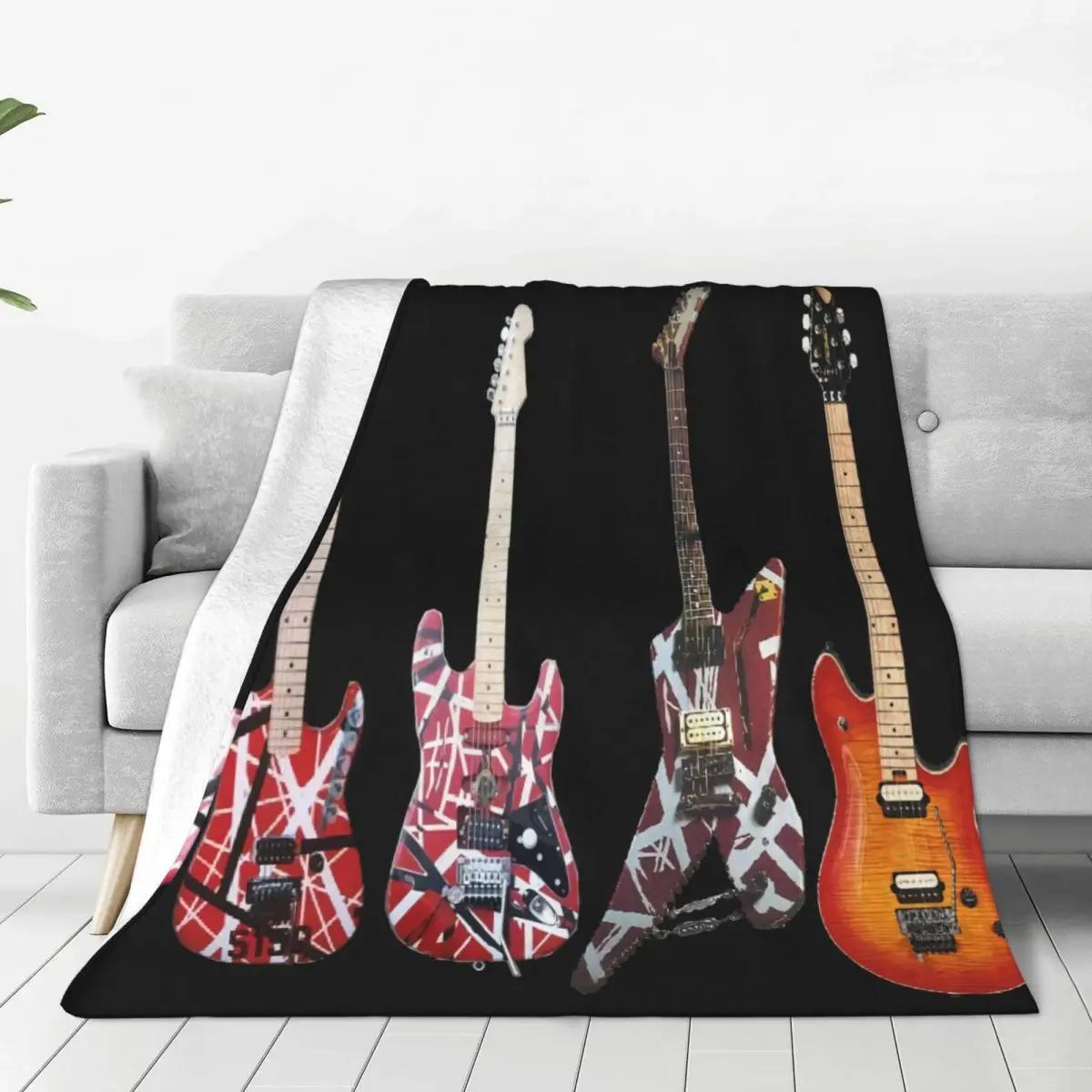 

Van Halen Eruption Evh Guitars Black Throw Blanket Modern Warm Camping Multi Style 30x40in
