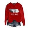 Women's Fashion Round Neck Pullover Top Long Sleeve Tee Printed Sweatshirt