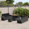 VidaXL Ensemble de Sofa de Jardin 9 Pièces avec Coussins Noir Rattan Poly Acacia 3361824