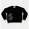 STREETRICH Y2K Langarmpullover mit Dollar-Gothic-Stickerei, Gothic-Retro-Casual-Streetwear für Herren, kastenförmig gestrickt