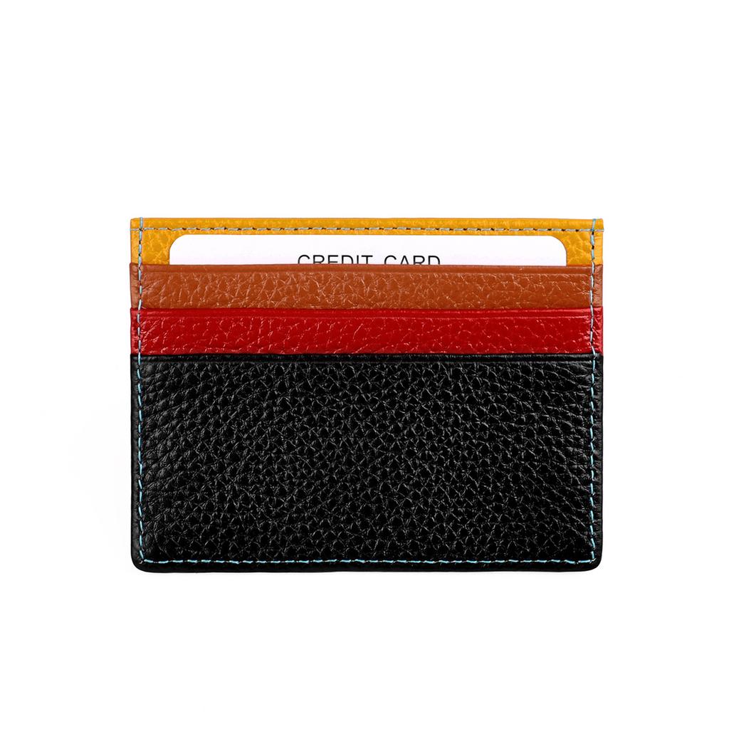 Ultra-thin Unisex Multicolor Card Header Cowhide Multi-Card Slot Mini Wallet-Dark Brown