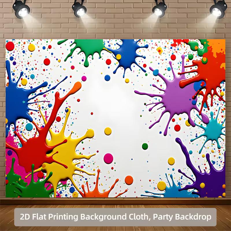 

2D Colorful Paint Splatter Backdrop White Background Party Photography 47.2x31.5inch/120*80cm