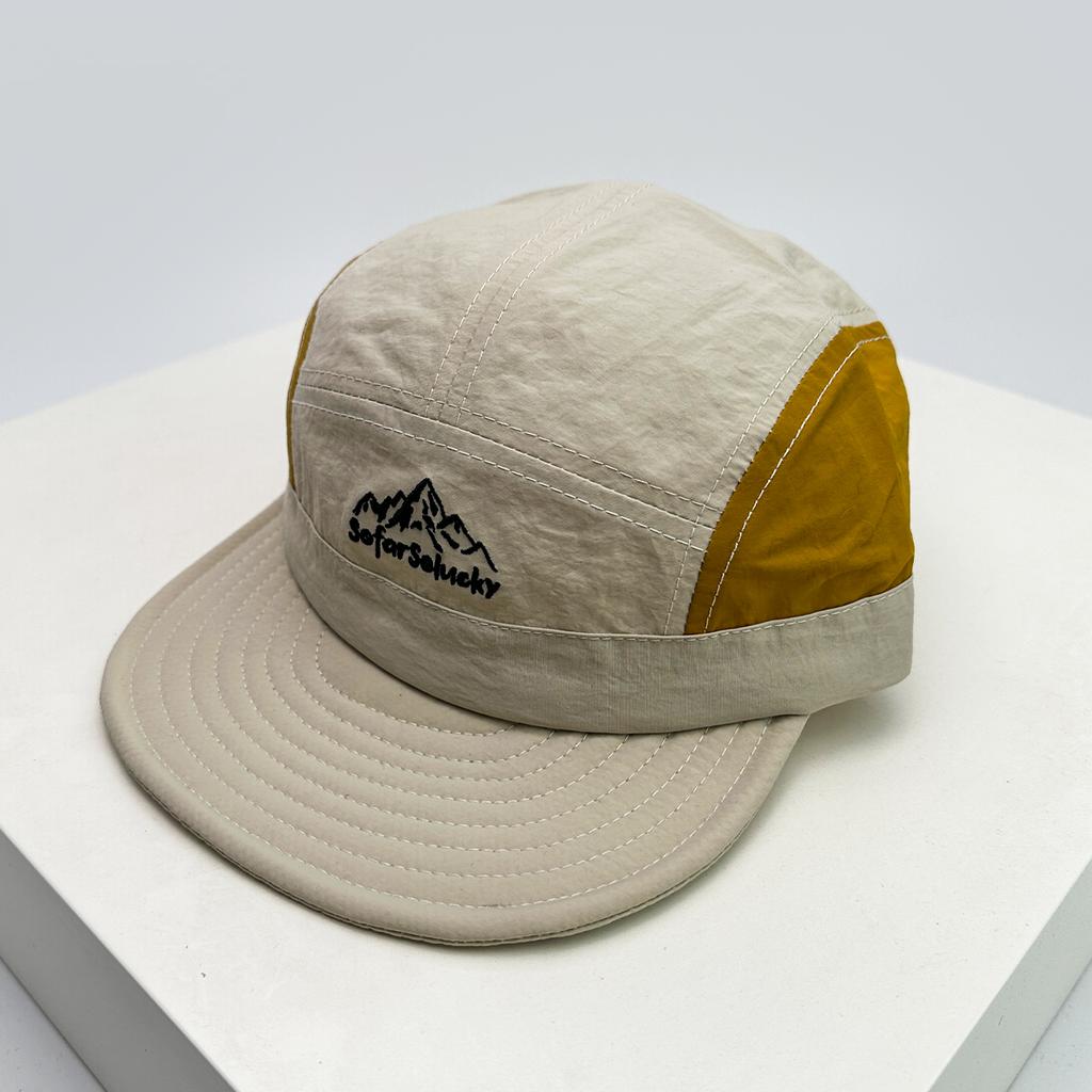 New Unisex Flat Eave Letter Mountain Embroidery Baseball Hats Breathable Color Block Sunshade Quick Drying Peaked Caps Versatile