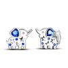Cute Unicorn Stud Earrings Silver Plated for Little Girl Crystal Cat Mouse Elephant Heart Star Earring Gift Jewelry