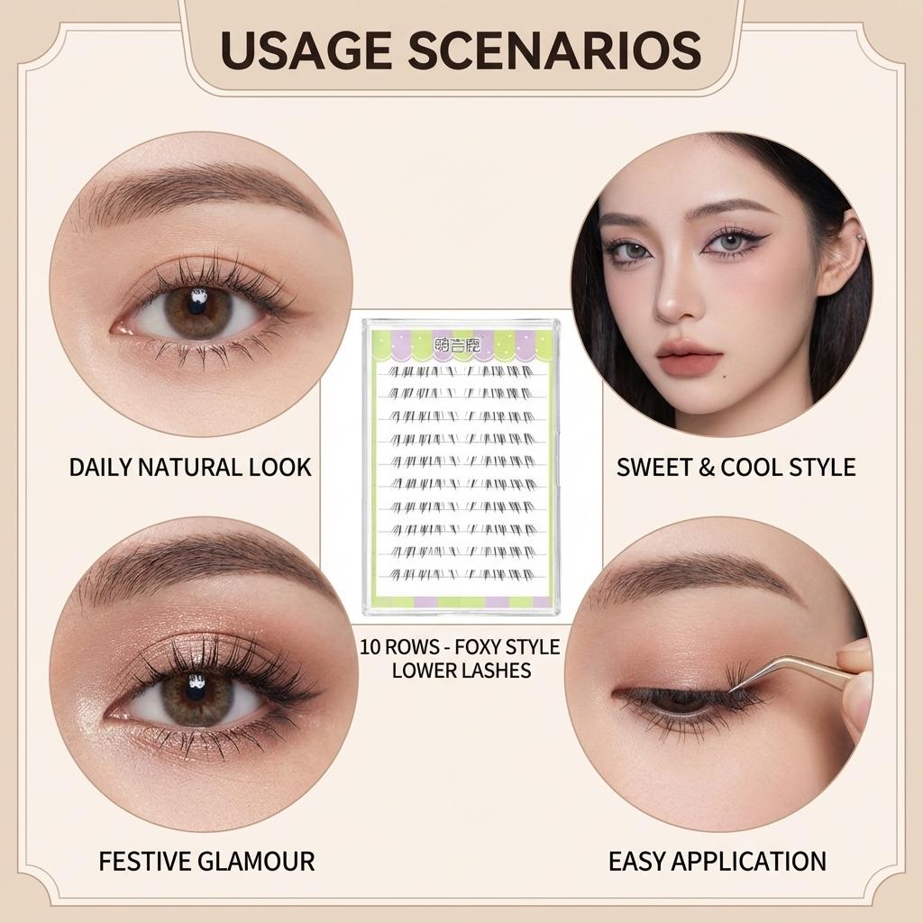 7-9mm Natural Foxy Style Lower Eyelashes for Sweet and Cool Makeup