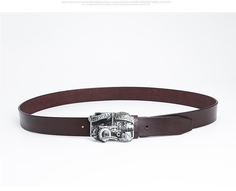 American Farm Tractor Leather Belt Buckle - Original Glazed Finish