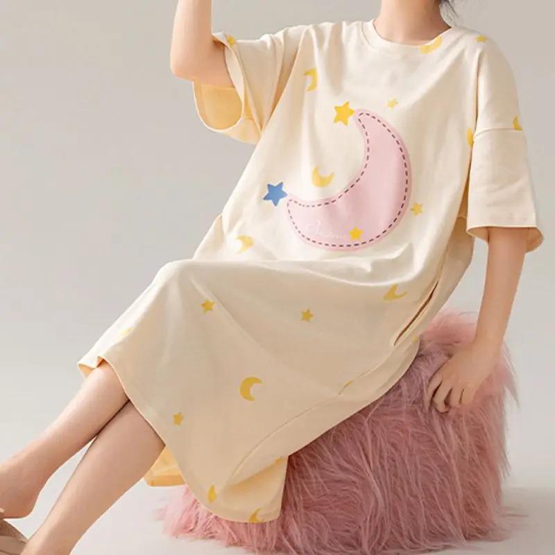 Robe de nuit d'été grande taille pour femme Marque neuve Antibactérienne Haute Qualité Chemise de nuit Manches courtes Pyjama Robe décontractée
