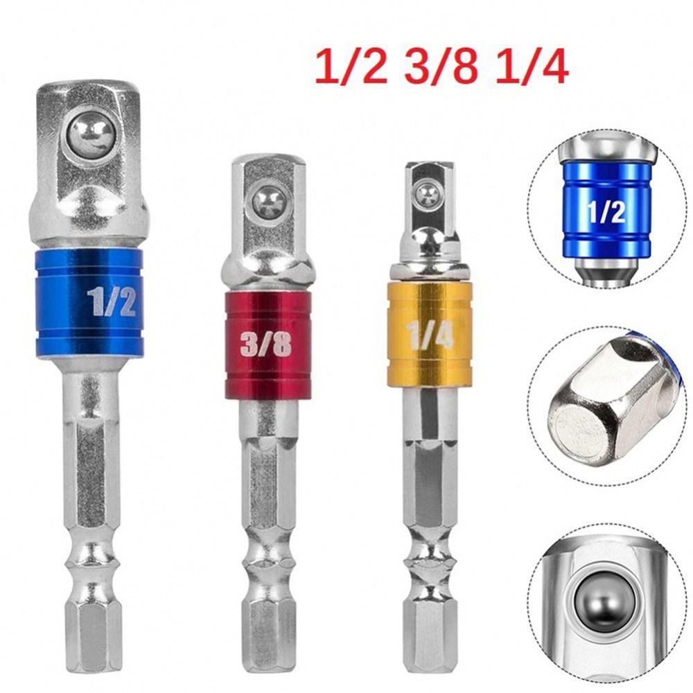 3Pcs 1/4'' 3/8'' 1/2'' Socket Extension Adapter Electric Socket Conversion Rod