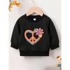 European sizes Cute Print Pattern 0-3 Years Old  Kids Spring Thin Round Neck Sweatshirt Orange And Peace Symbol with Colorful Flowers Design