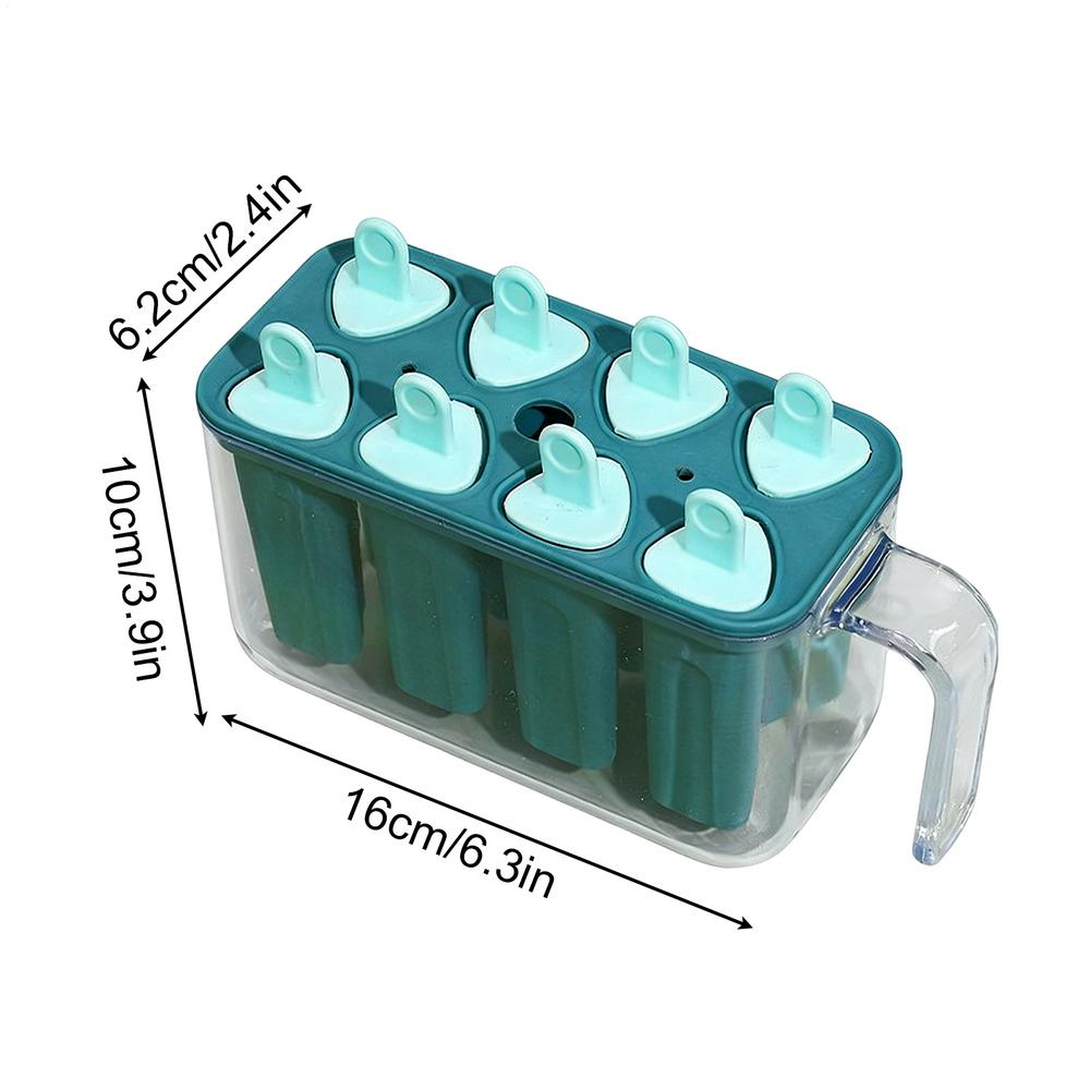Ice Pop Molds Silicone 8 Cavity Ice Cubes Trays Freezer Homemade Ice Cream Molds Large Ice Pop Maker Reusable Ice Lolly Mould