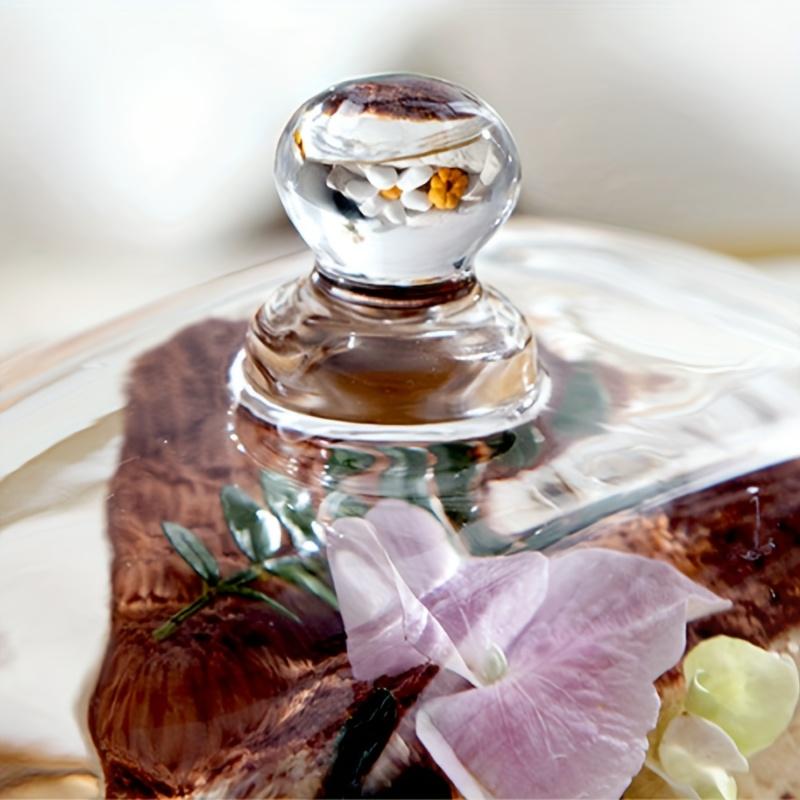 Wooden Square Cake Tray Bamboo and Glass Butter Dish Snack Display Tray Dessert Table Decoration with Glass Cover