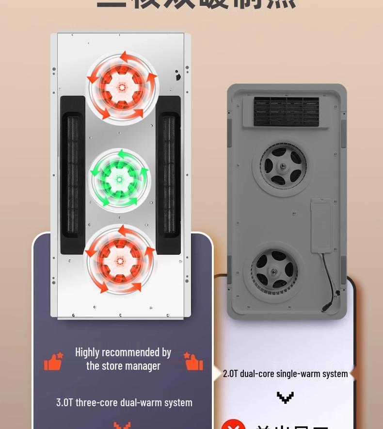 Shenhua Integrated Bathroom Ceiling Heater Fan with Dual Warmth, Lighting, and Exhaust Features