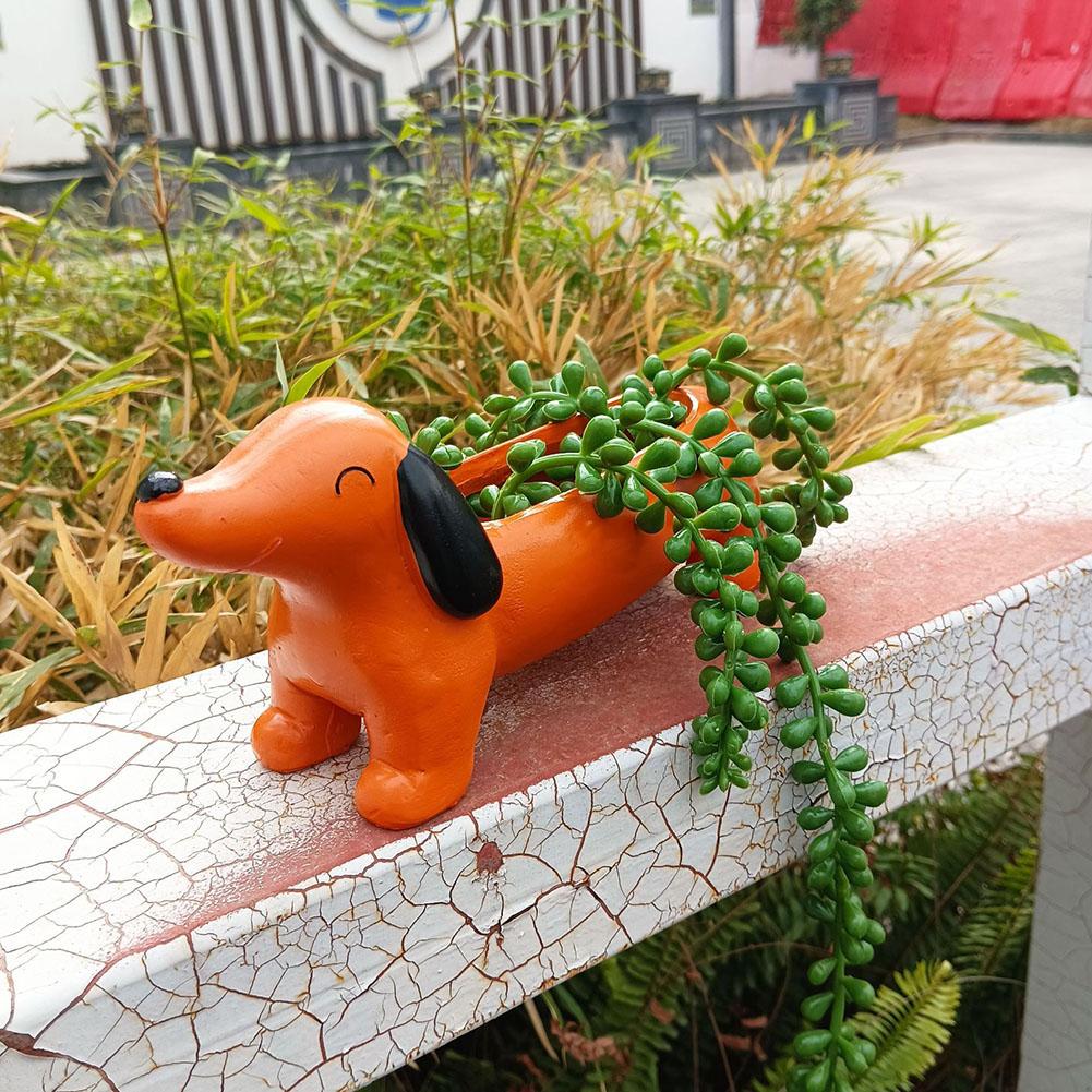 Dachshund Květináč Květináč Živice Sukulentní Květináč Roztomilý Pes Květináč Estetický pro Květiny a Malé Rostliny