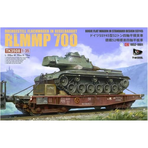 

T-Model 1/35 Scale German SSY45 52-Ton Flatbed Freight Car (RLMMP700) Plastic Model Kit TK3508 (Railway)