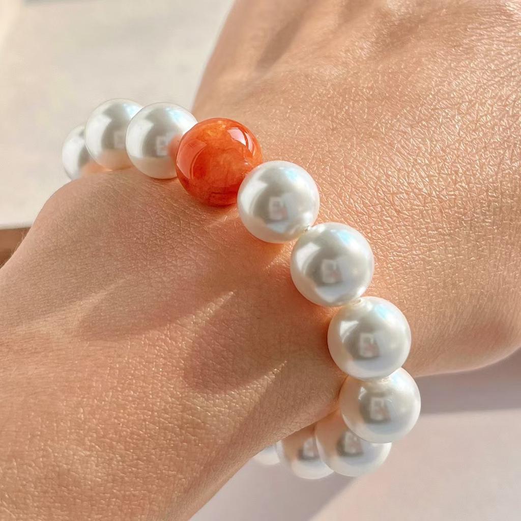 Design Sense 10Mm Bead Imitation Pearl Natural Nanhong Bracelet Bracelet