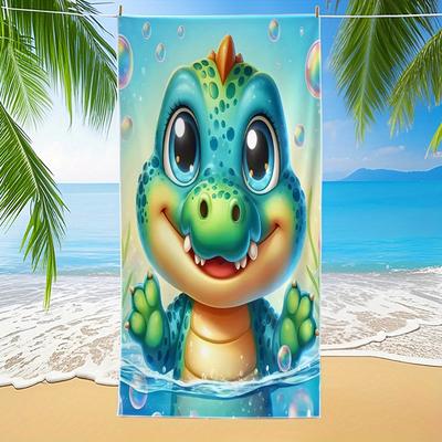 Extra Groot Schattig Kleine Krokodil Print Microvezel Strandlaken Machine Wasbaar Zacht Absorberend Sneldrogend Handdoek Voor Zwembad Camping