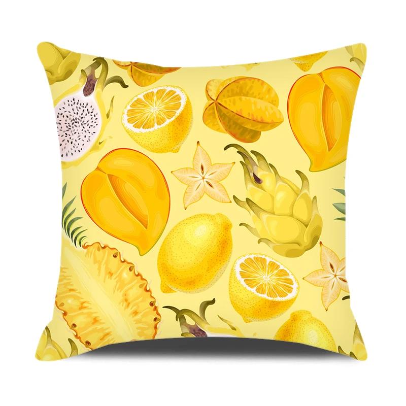 Summer Home Decor Pillow Cover 18x18 Inches Cartoon Fruits Printed Pillowcase Sofa Chair Seat Decorative Pillows Cushion Covers