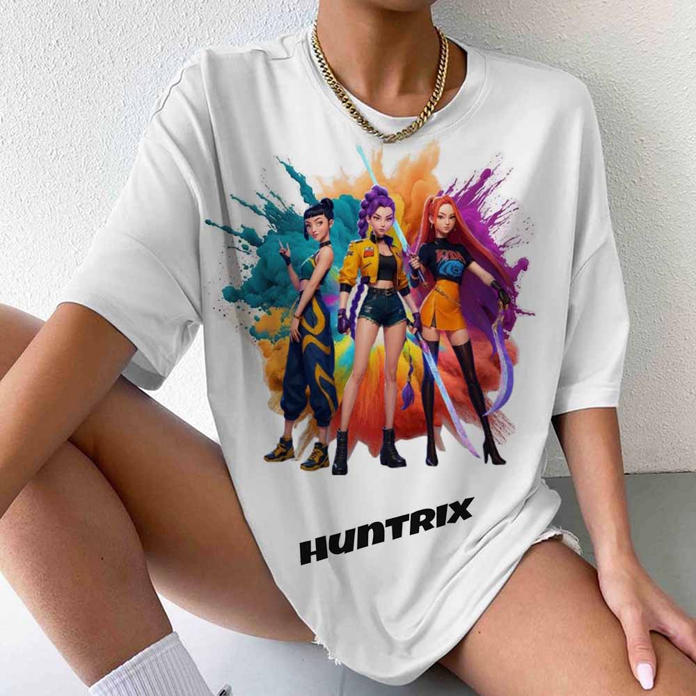 Huntrix Kpop Demon Hunters Movie 2025 Graphics T Shirts Men Women's High Quality Fashion Oversized Cotton T-shirt Harajuku Tops