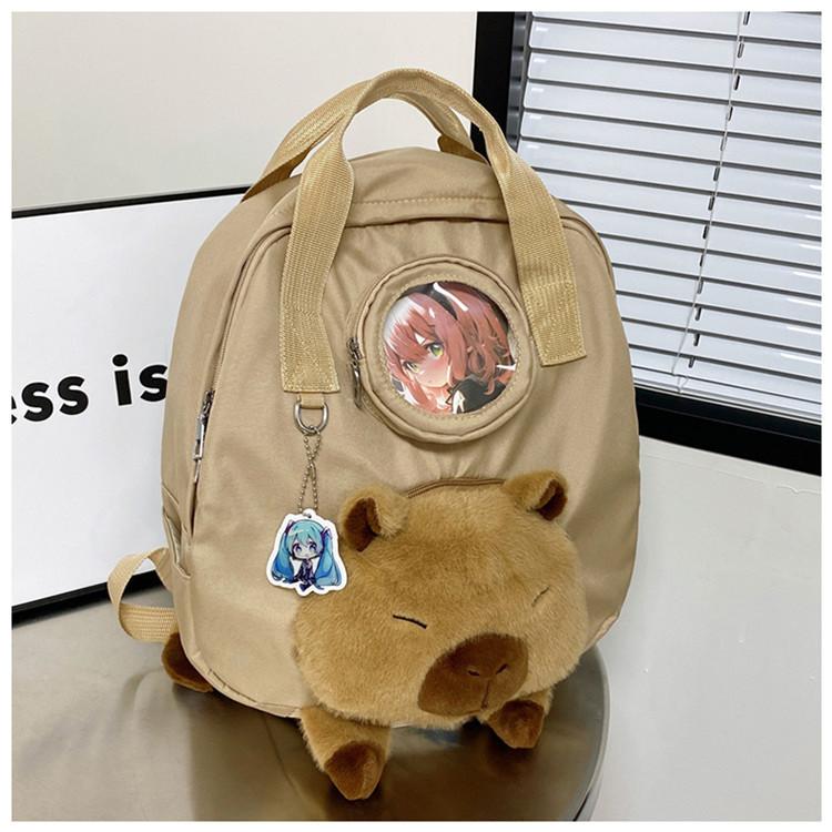 Nylon Capybara Cute Student Backpack Embroidered Multifunctional Kids Storage