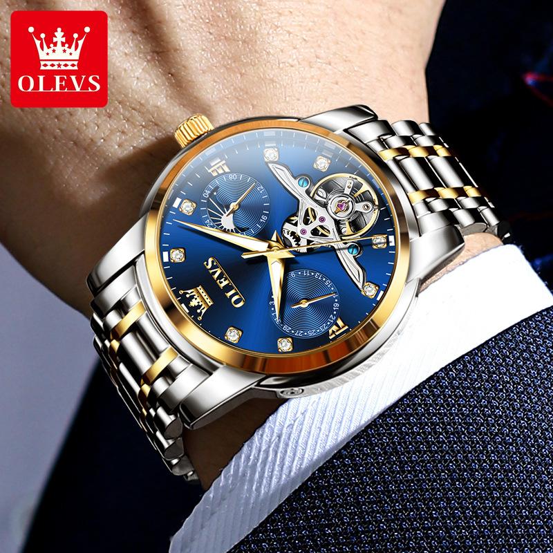 OLEVS Brand Multi-function Tourbillon Men's Watch Mechanical Watch Glow-in-the-dark Trend Men's Watch Business Model