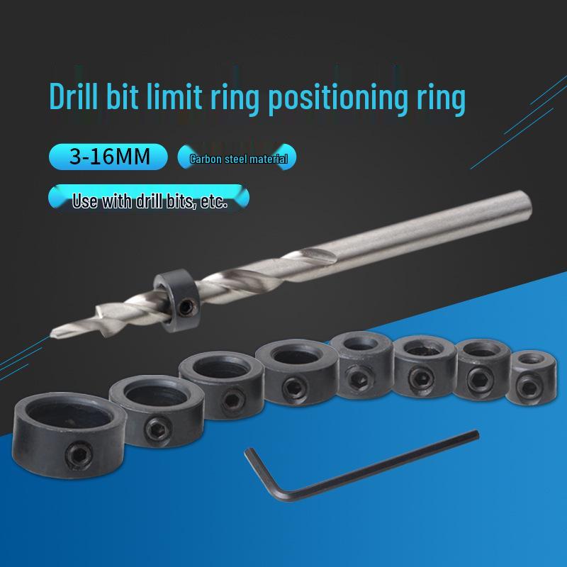 Woodworking Drill Bit Positioning Ring, 3-16mm Adjustable Clamp Screw Accessory