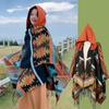Autumn Winter Elegant Retro Print Scarf Women Layers Poncho Warm Tassels Scarve Capa Para Mujer Pashmina Cloak Wrap Shawl