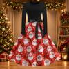 Women's Casual Fashion Christmas Print Round Neck Vintage Dress for Holiday Parties