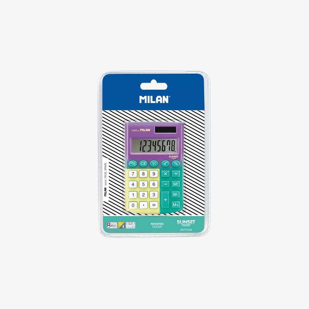 Milan Pink MLN151008SNPRBL 8-Digit Calculator, SUNSET, & Lilac,