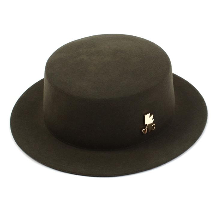 Yunibeosyeolkemiseuteuli Khaki Flat Short Wool Fedora
