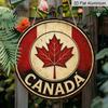 2D Flat, 1pc Round Aluminum Canada Maple Leaf Sign, Vintage Retro Canadian Flag Wall Decor, Waterproof & Durable, Perfect for Canada Day, Home