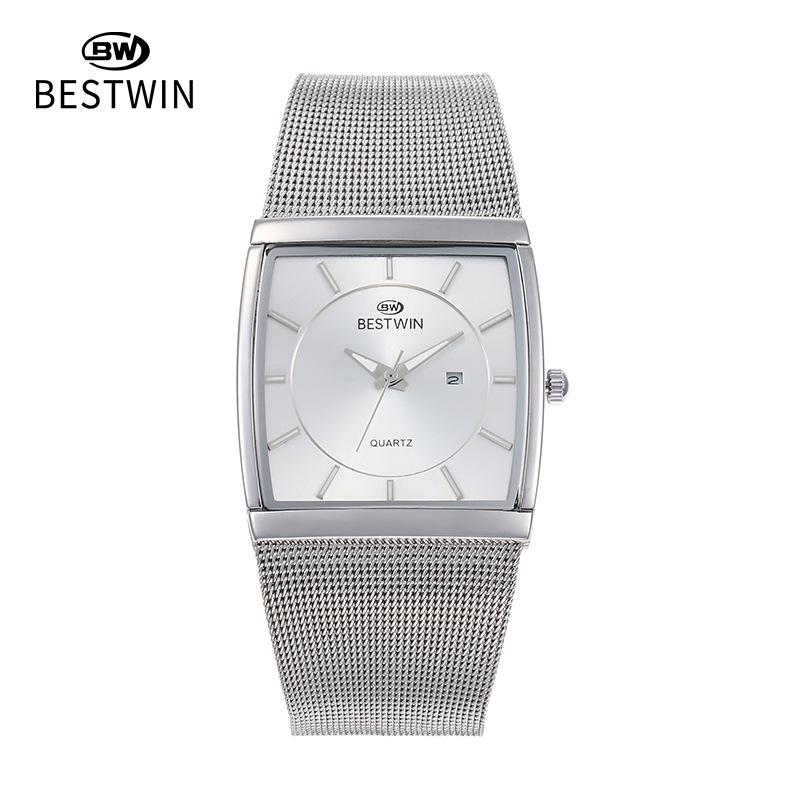Fashion Ultra-thin Square Watch Male Internet Celebrity Mesh Belt Male Watch Quartz Watch Wristwatch
