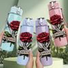 1PC Rose Dagger Tattoo Style 750ml Color Plastic Sports Water Bottle Leakproof Flip Straw Lid Suitable for Sports Office Home Use