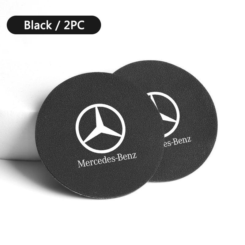 

2pcs Leather Car Non-slip Cup Pad Water Cup Coaster For Mercedes Benz AMG W203 W206 W220 W205 W211 W212 W201 W210 W108 Accessory