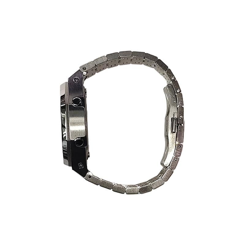 Casio Customized Watch Modified Series Farmer Oak Silver Stainless Steel Case White Scale Waterproof 200 GA-2100-1A(Watch3-GaiZhuang-YinGangRen)