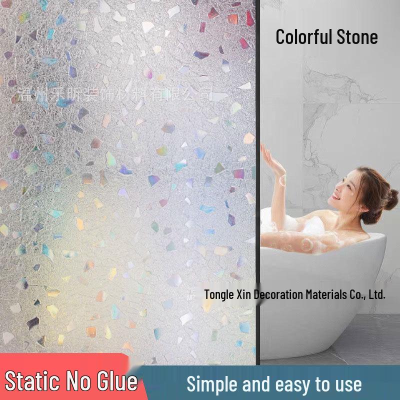 Frosted Glass Stickers: Light-Transmitting & Opaque Electrostatic Film for Bathroom Privacy.