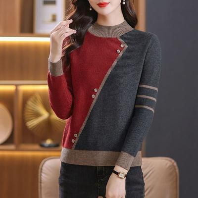 A New Semi-high-neck Knitted Sweater for Women In Autumn and Winter, Loose and Stylish, Thickened and Fleece Knitted Base Layer Sweater