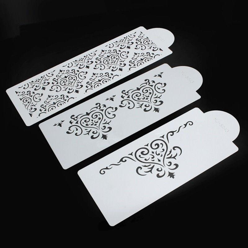

3pcs/set Flower Plastic Stencil Fondant Cake Decorating Tools Border Lace Mold Baking Mould