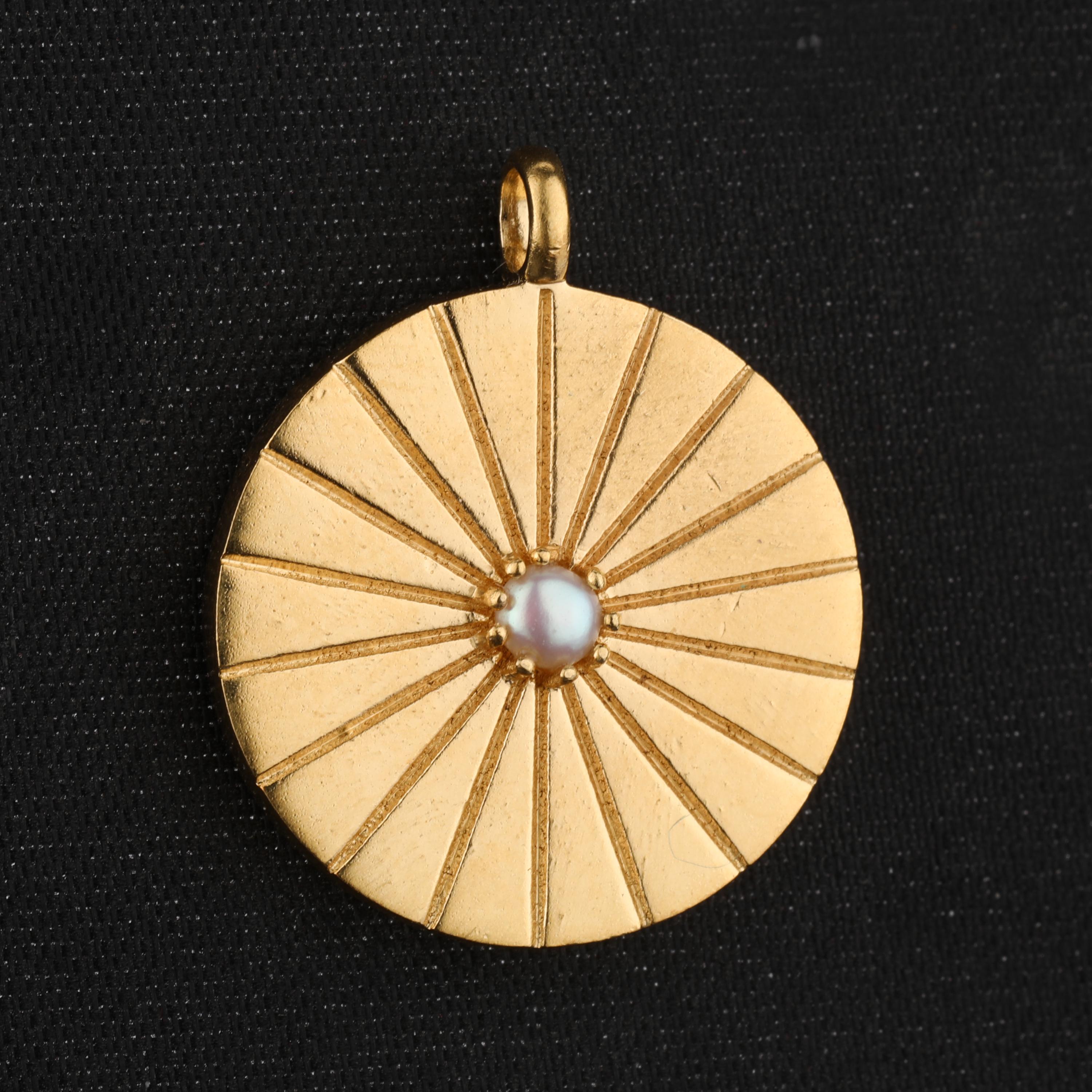 

925 Sterling Silver Pearl Pendant Gold Plated Round 3mm Minimal Handmade Fine Jewelry Gift for Her золотий