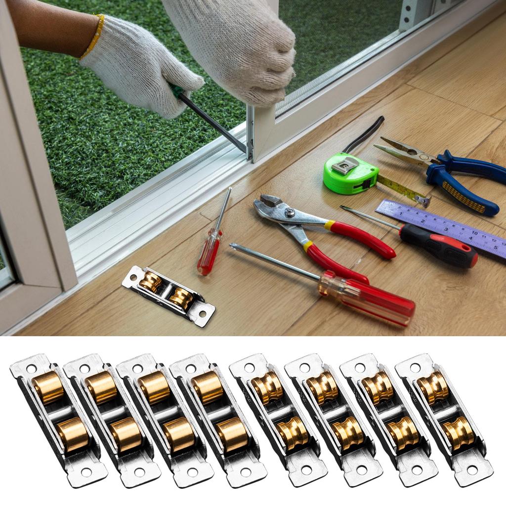 4pcs Heavy Duty Metal Window Roller Wheels Universal Sliding Axles Window Pulley Rollers Upgrades Use for Smooth Operate