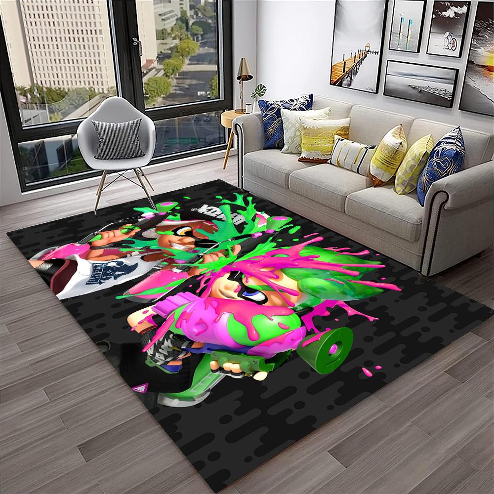 3D Games Splatoon3,PC Gamer Cartoon Carpet Rug for Home Living Room Bedroom Sofa Doormat Decor,kids Area Rug Non-slip Floor Mat