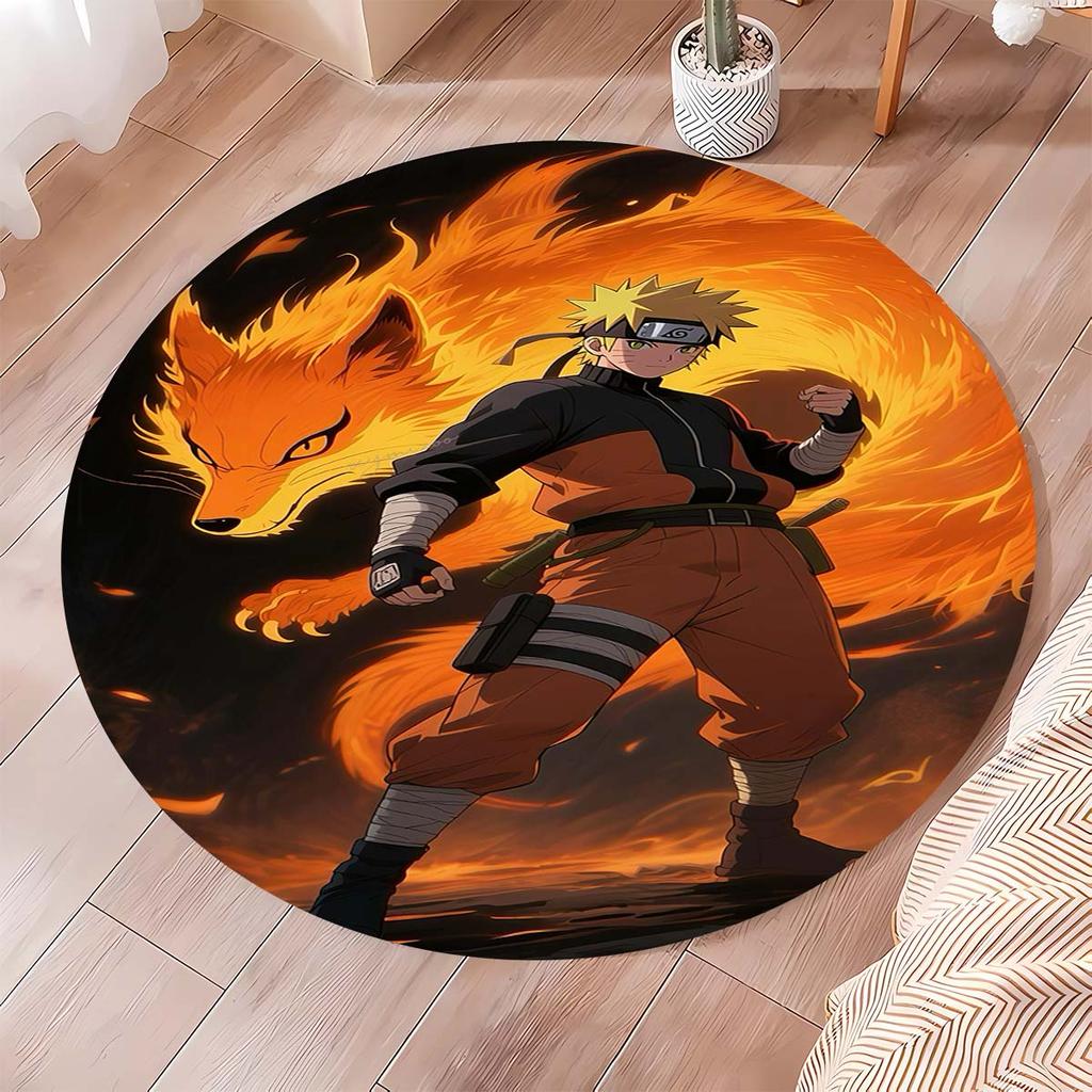 Naruto Uzumaki Akatsuki  Printed Round Rug Soft  Anti-Slip Carpet  for Home Bedroom Living Room Gaming Room Dorm Decor