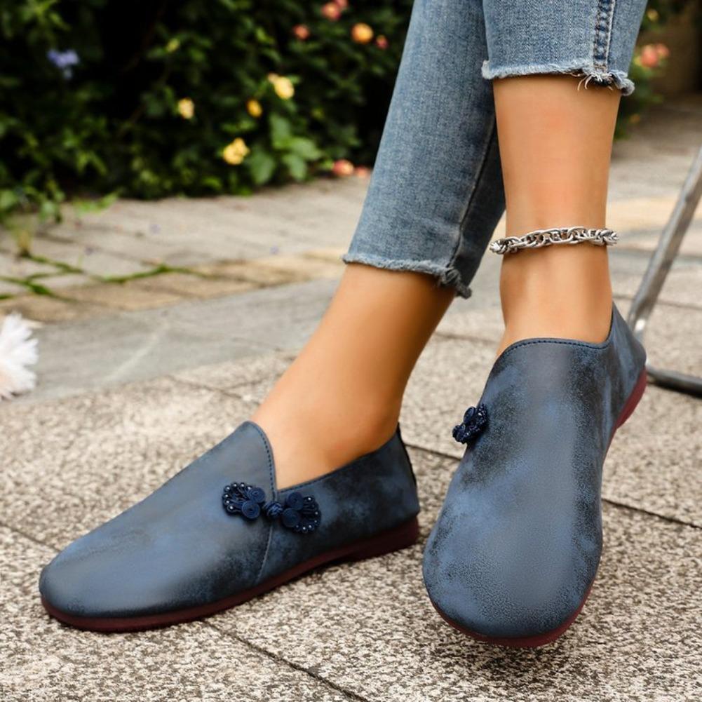 Fashion Women's Fashionable Flower Flat Shoes Large Toe Retro Literary Mule Shoes Flat Comfortable Women's Shoes Female Zapatos De Mujer