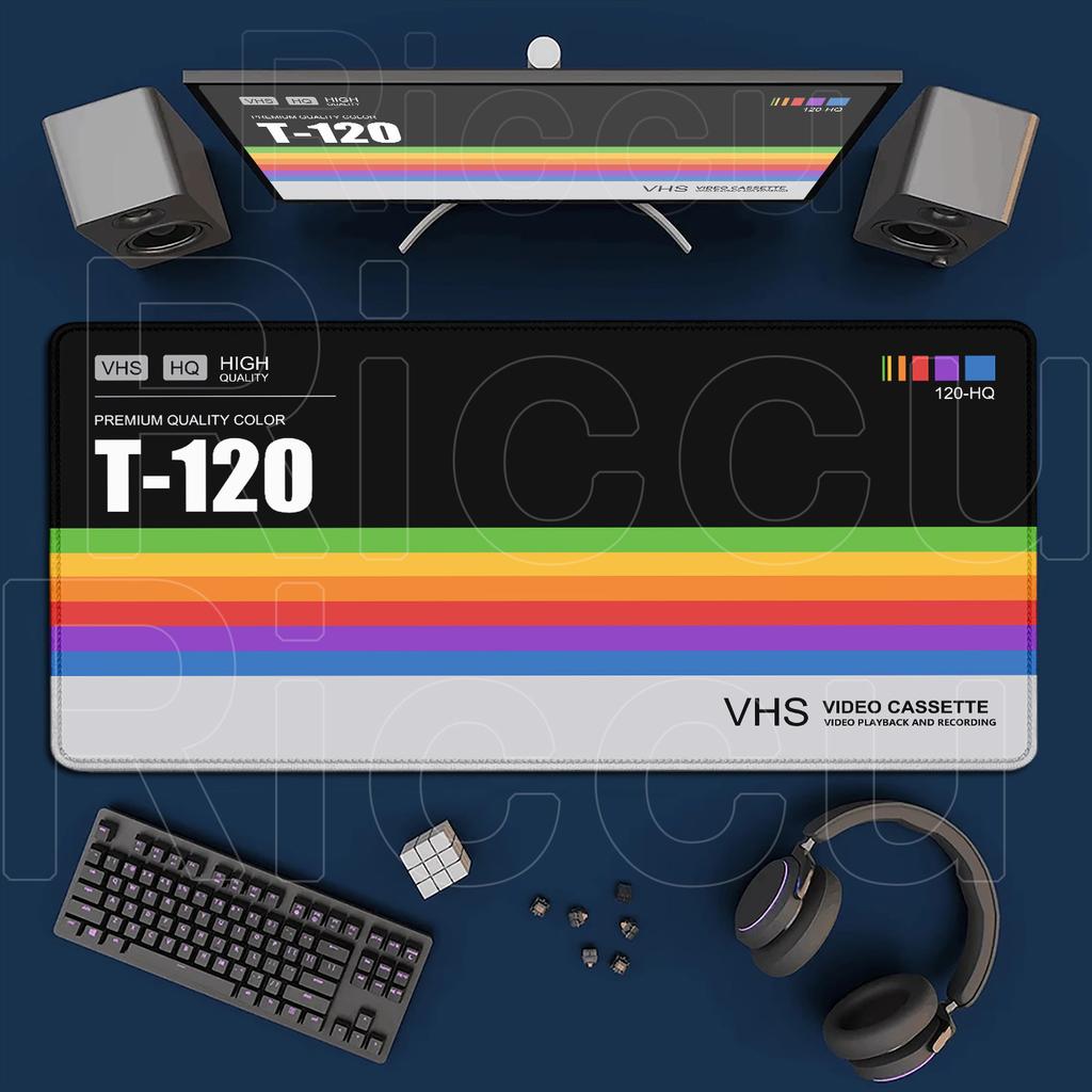 Gaming-Mauspads Retro VHS-Stil Gummi-Teppich Rutschfest Speed-Schreibtischunterlage Große Tastaturunterlage Cartoon Cooles Mauspads PC-Zubehör Mauspads