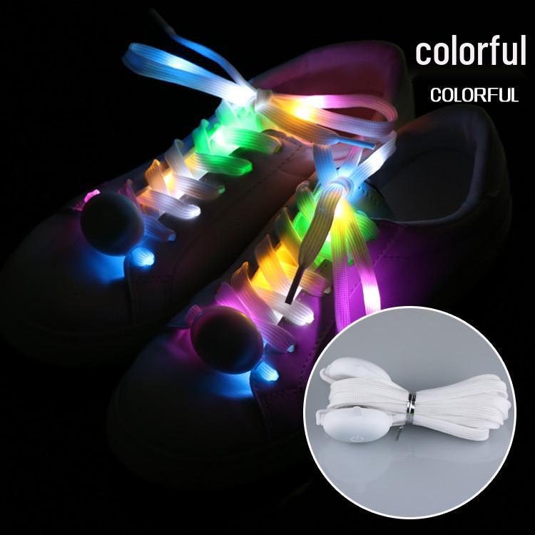 Eighth-Gen LED Light-Up Nylon Shoelaces with Seven-Color Beads for Outdoor Night Running & Cycling