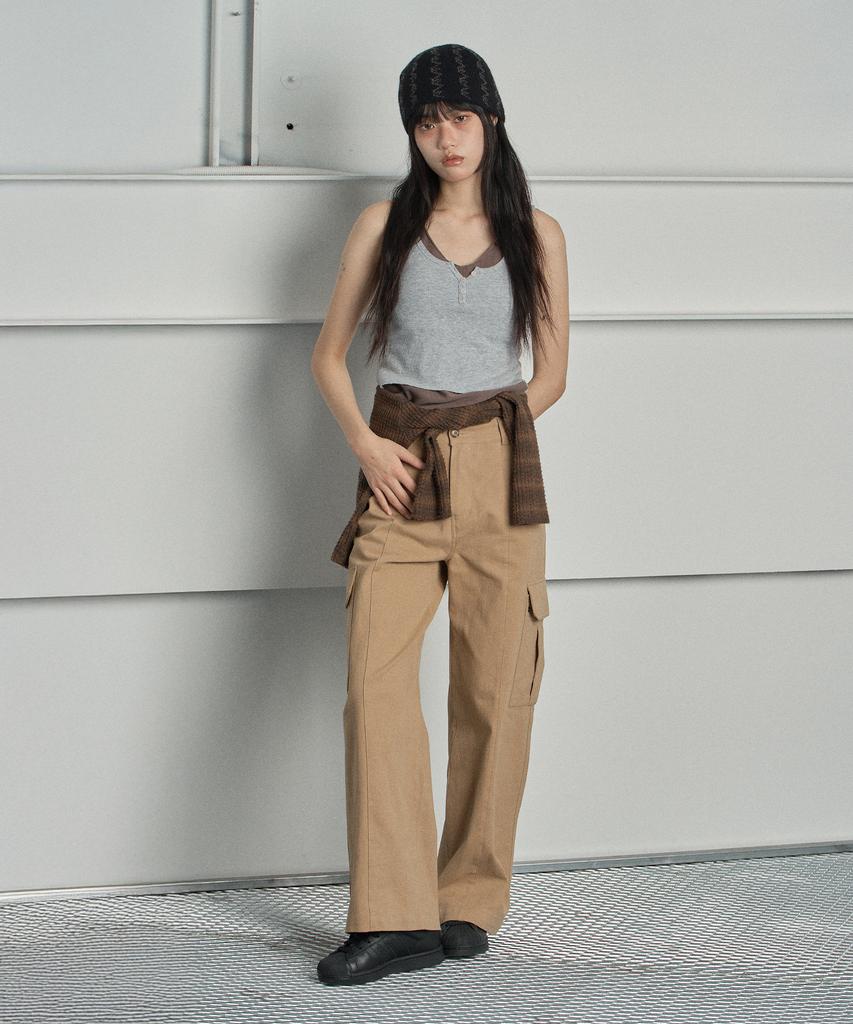SWAYGLOW Solid Cargo Pants Beige